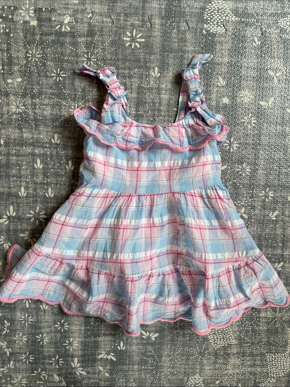 Plaid Ruffle dress - Pink & Light Blue